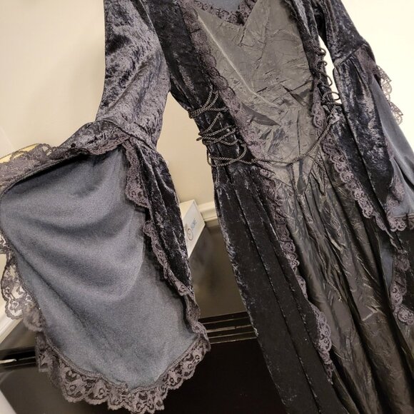 Eternal NYC Vintage Victorian Inspired Gothic Gown Black Velvet Dress Size Large - Picture 3 of 9